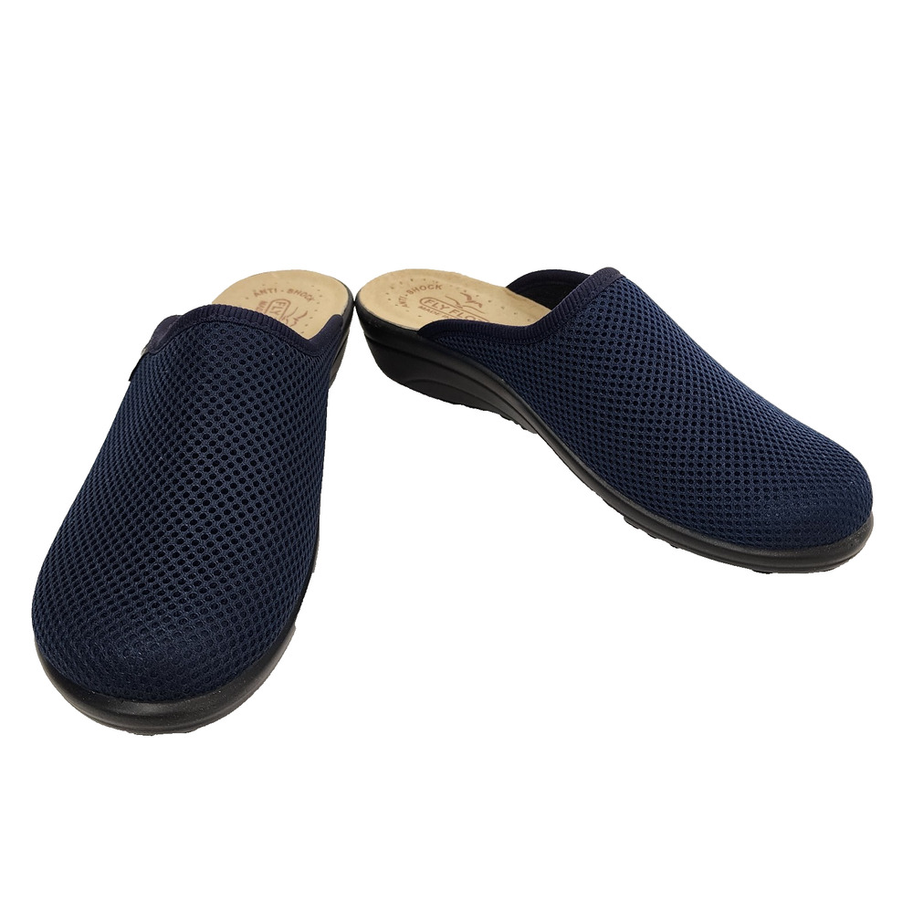 Fly Flot Womens Mule Clogs 40 9.0 Navy Blue Mesh Anti Shock Italy Slide Anatomic